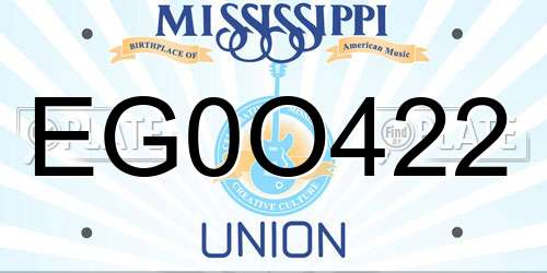 EG0O422 Mississippi License Plate