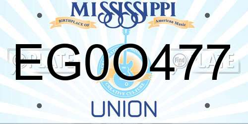 EG0O477 Mississippi License Plate