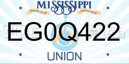 EG0Q422 Mississippi License Plate