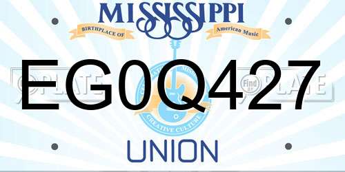 EG0Q427 Mississippi License Plate