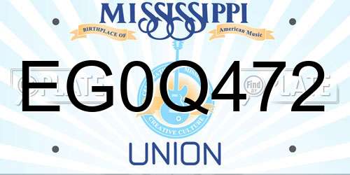 EG0Q472 Mississippi License Plate
