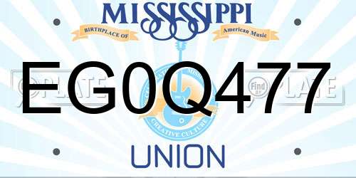 EG0Q477 Mississippi License Plate