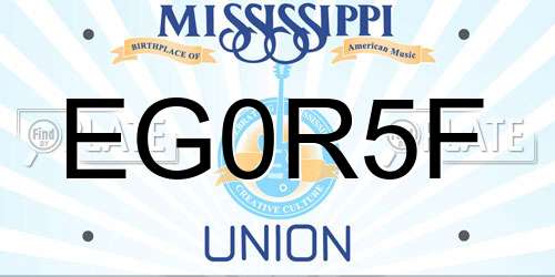 EG0R5F Mississippi License Plate