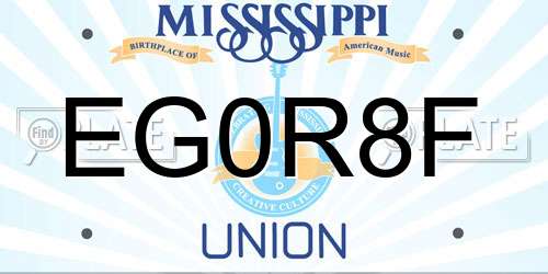 EG0R8F Mississippi License Plate