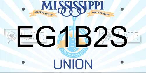 EG1B2S Mississippi License Plate
