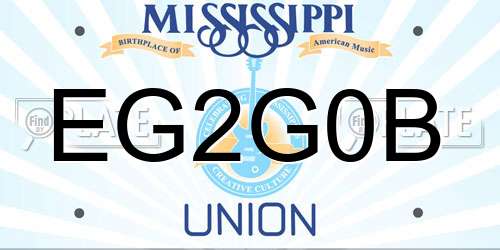 EG2G0B Mississippi License Plate
