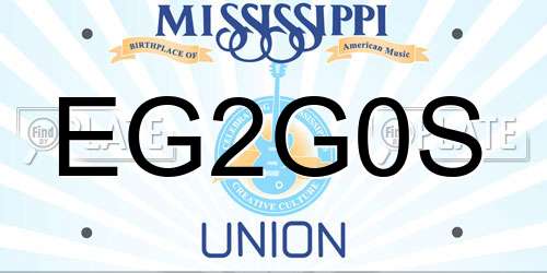 EG2G0S Mississippi License Plate