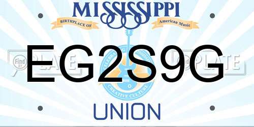 EG2S9G Mississippi License Plate