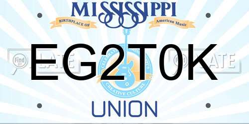 EG2T0K Mississippi License Plate