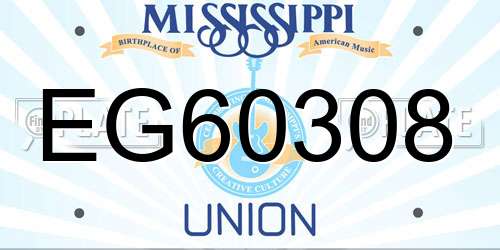 EG60308 Mississippi License Plate
