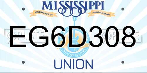 EG6D308 Mississippi License Plate