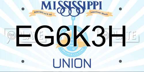 EG6K3H Mississippi License Plate