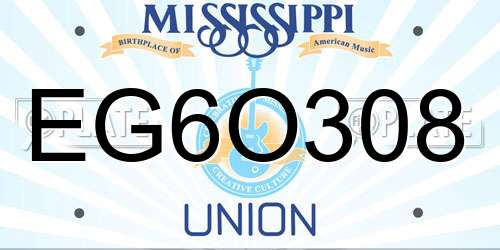 EG6O308 Mississippi License Plate
