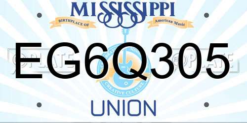 EG6Q305 Mississippi License Plate