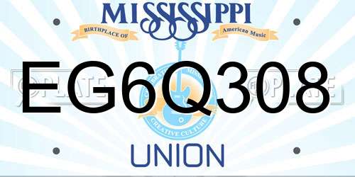 EG6Q308 Mississippi License Plate