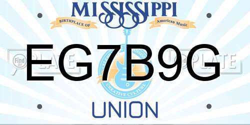 EG7B9G Mississippi License Plate