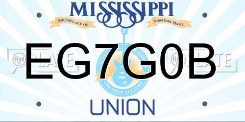 EG7G0B Mississippi License Plate
