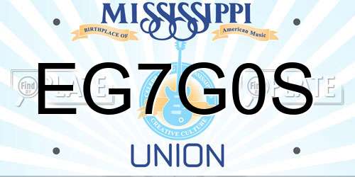 EG7G0S Mississippi License Plate