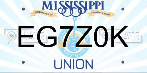 EG7Z0K Mississippi License Plate