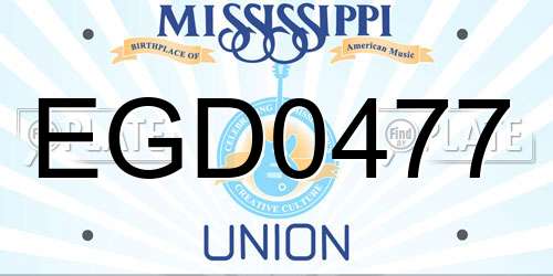EGD0477 Mississippi License Plate