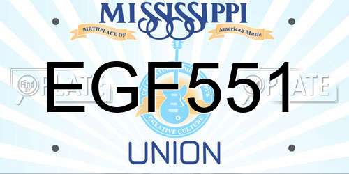 EGF551 Mississippi License Plate