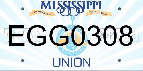 EGG0308 Mississippi License Plate