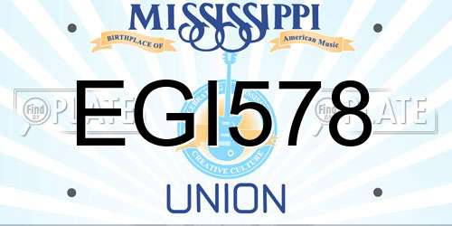 EGI578 Mississippi License Plate