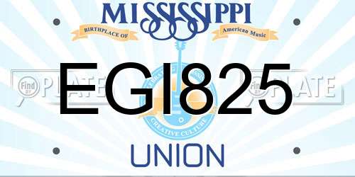 EGI825 Mississippi License Plate
