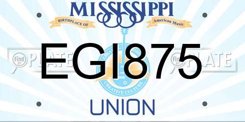 EGI875 Mississippi License Plate