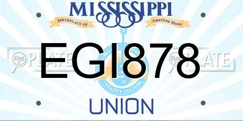 EGI878 Mississippi License Plate