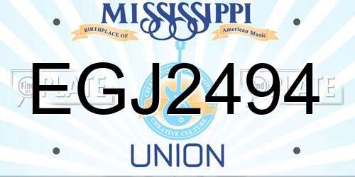 EGJ2494 Mississippi License Plate