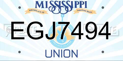 EGJ7494 Mississippi License Plate