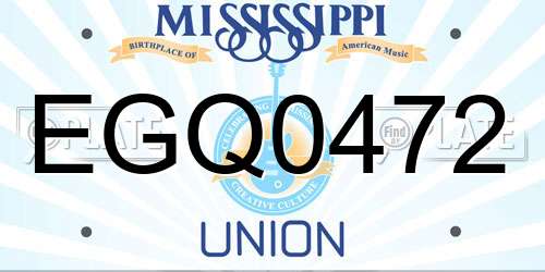 EGQ0472 Mississippi License Plate