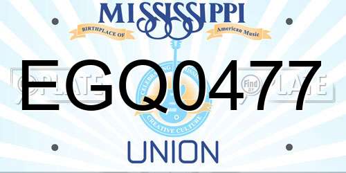 EGQ0477 Mississippi License Plate