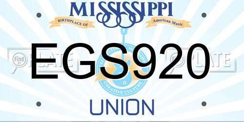 EGS920 Mississippi License Plate