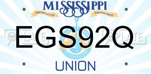EGS92Q Mississippi License Plate