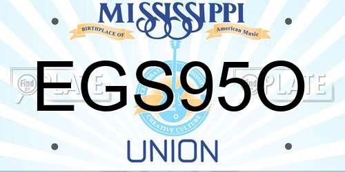 EGS95O Mississippi License Plate