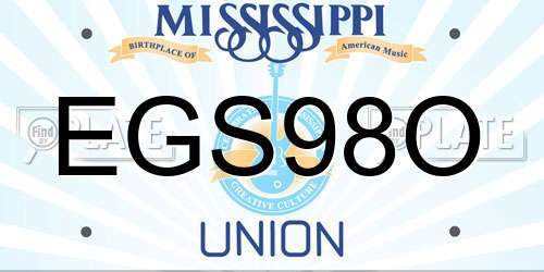 EGS98O Mississippi License Plate