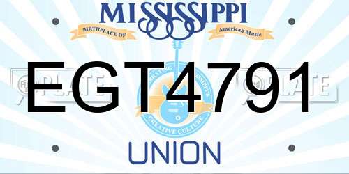 EGT4791 Mississippi License Plate