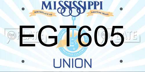 EGT605 Mississippi License Plate
