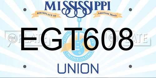 EGT608 Mississippi License Plate