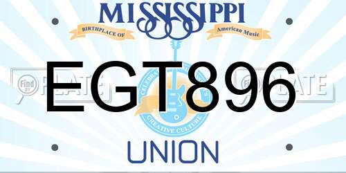 EGT896 Mississippi License Plate