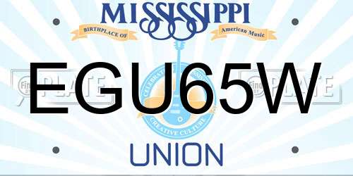 EGU65W Mississippi License Plate