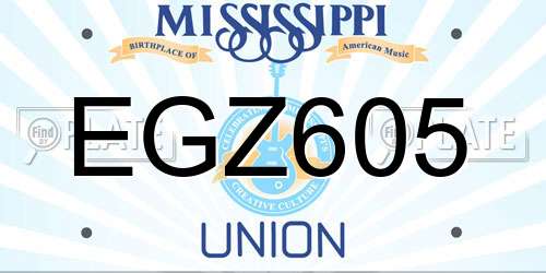 EGZ605 Mississippi License Plate