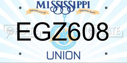 EGZ608 Mississippi License Plate