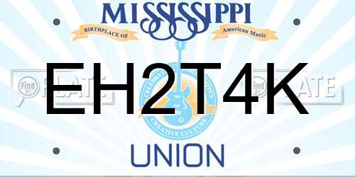 EH2T4K Mississippi License Plate