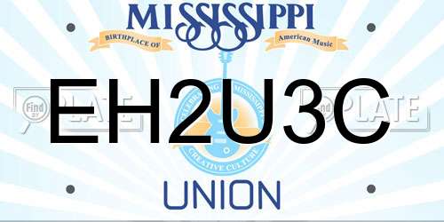 EH2U3C Mississippi License Plate