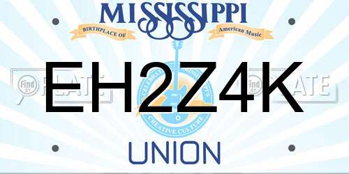 EH2Z4K Mississippi License Plate