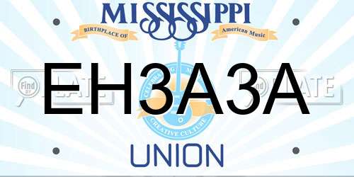 EH3A3A Mississippi License Plate