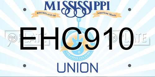 EHC910 Mississippi License Plate